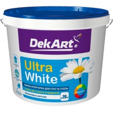 Водно-дисперсійна фарба DekART UltraWhite білосніжна матова акрилова 1.2кг для стін, стелі