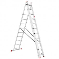Лестница из алюминия, 3-х секционная универсальная раскладная, 3x11 лестница, 6.7м INTERTOOL LT-0311