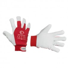 Кожаная перчатка комбинированная из высококачественной кожи и ткани с подкладкой 10, эластичный манжет на липучке INTERTOOL SP-0013