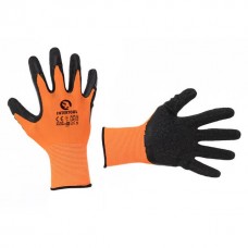 Перчатка оранжевая вязаная синтетическая, покрытая черным рифленым латексом на ладонях 10, INTERTOOL SP-0121