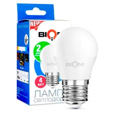 Світлодіодна лампа BIOM 4W E27 3000K G45 (Куля) BT-543