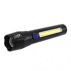 Светодиодный фонарик Vargo алюминиевый 3 режима (100%, боковое свечение, стробоскоп) Zoom, аккумулятор