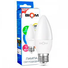 Світлодіодна лампа BIOM 9W E27 4500K С37 (Свічка) BT-588
