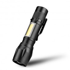 LED ліхтар VARGO VL1235 алюмінієвий, 3 режими (100%, бік, строб), Zoom, акумулятор, 100Х24ММ, USB