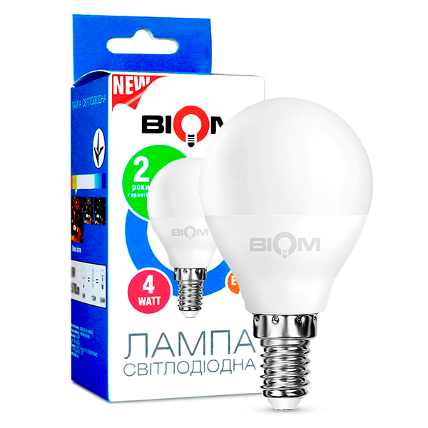 

Светодиодная лампа BIOM BT-545 G45 4W E14 3000K (Шар)