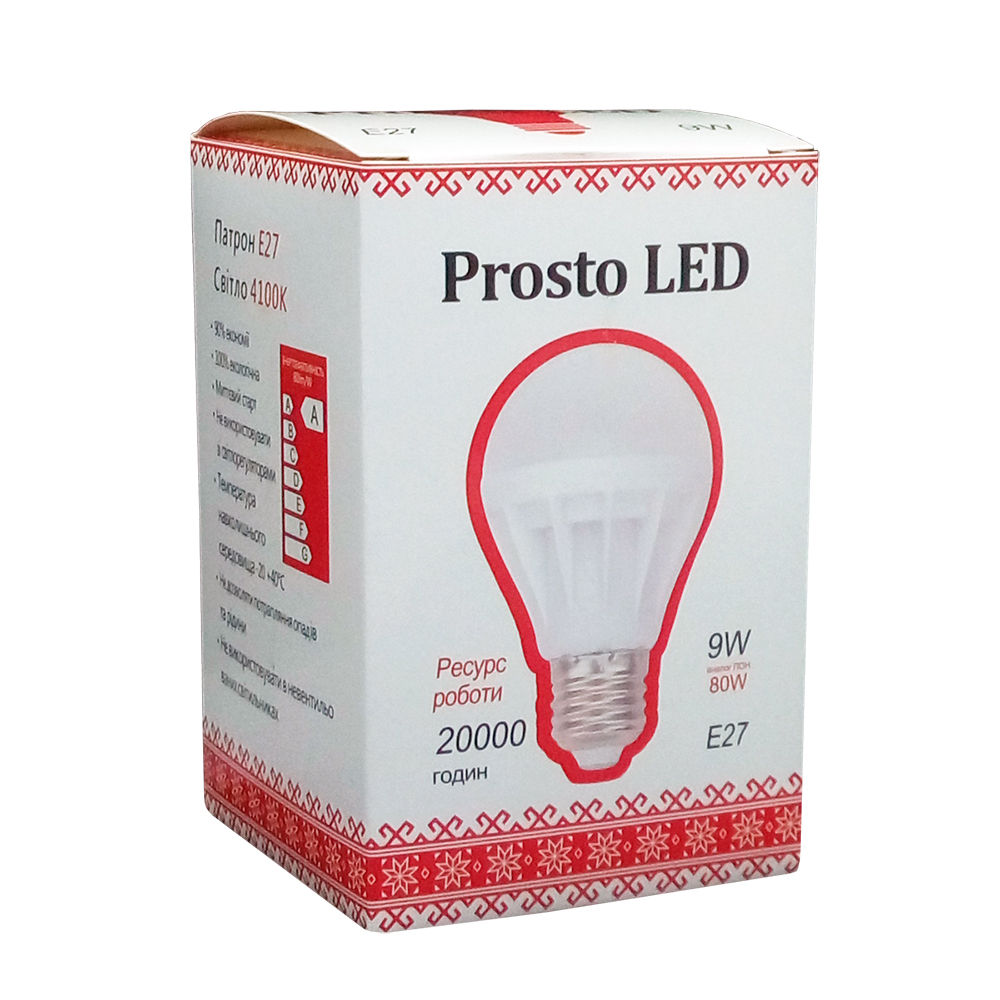 

Светодиодная лампа Prosto LED SK-9W-E27 G61 4100К (Шар